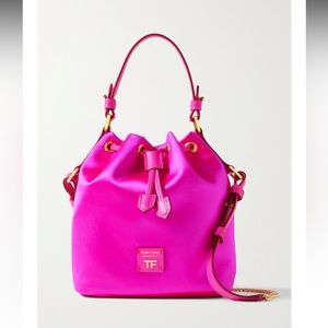 TOM FORD Pink Disco small leather-trimmed satin bucket bag
